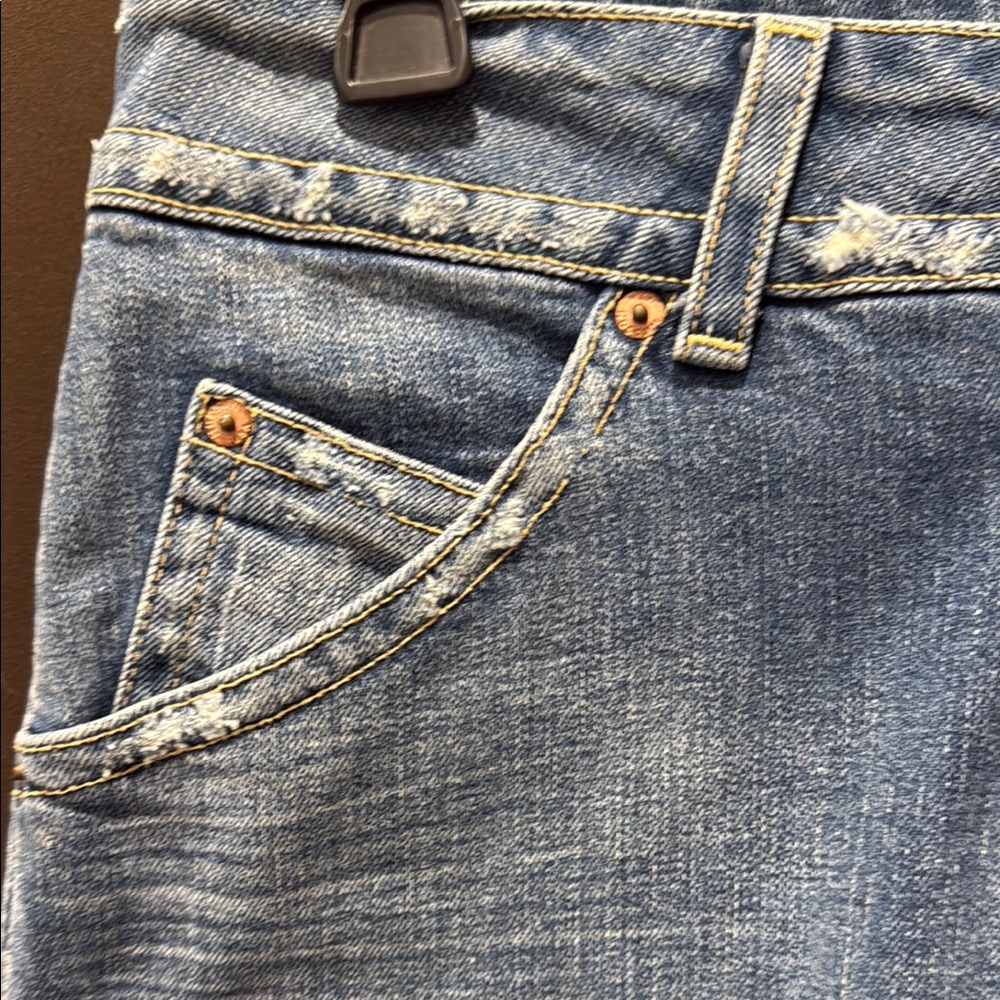 Hudson Jeans Blue Denim Pencil Skirt with Distressed Details, MADE IN USA, Sz 32 - Picture 4 of 11